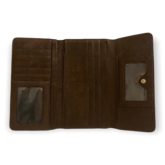 Brown Faux Leather Wallet with Embroidered Wolf On Front - Picture 4 of 5